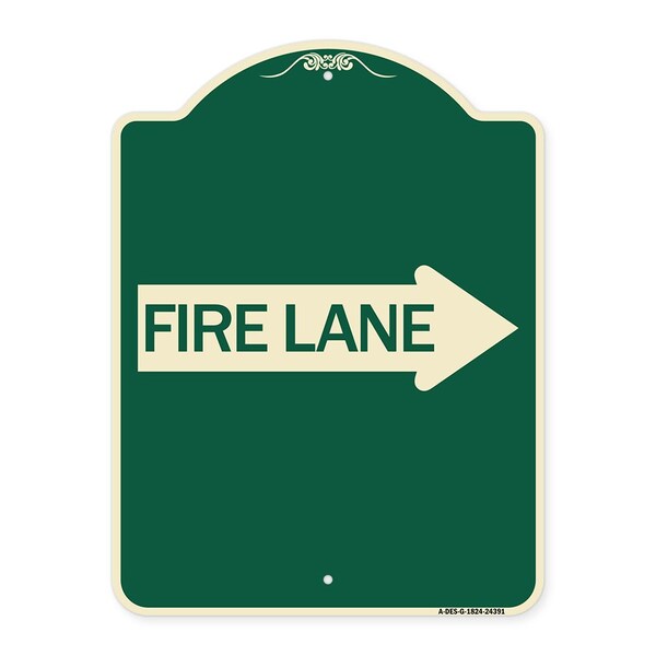 Signmission Fire Lane Right Arrow Heavy-Gauge Aluminum Architectural Sign, 24" x 18", G-1824-24391 A-DES-G-1824-24391 - main